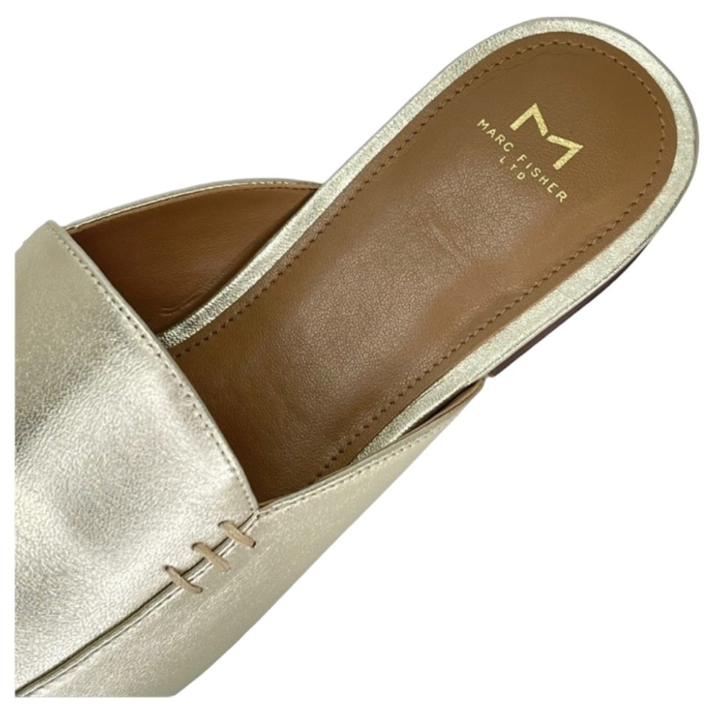 Marc Fisher LTD Pam Gold Leather Metallic Leather Womens Flat Mules Size 6M - Picture 10 of 16